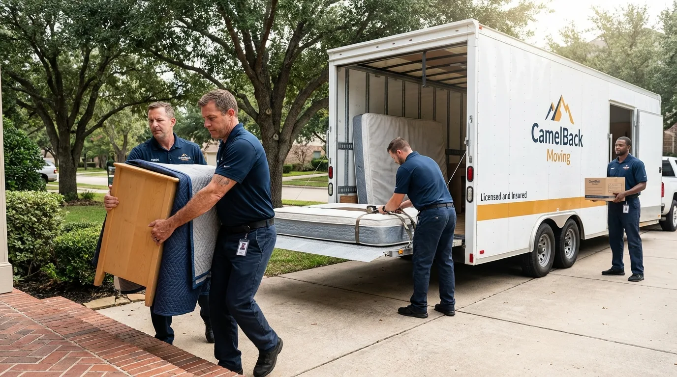 Crew loading residential truck for cross-state move from Wixom, MI