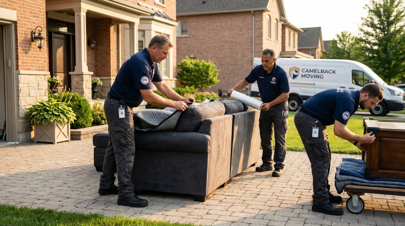 Large estate moving crew wrapping furniture in Wixom, MI