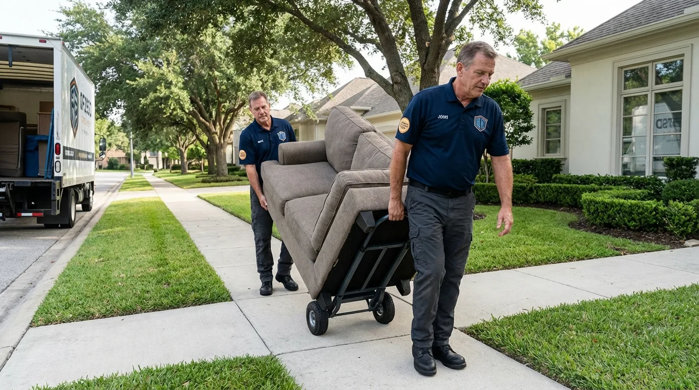Local residential moving crew loading furniture in Wixom, MI